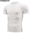 Fashion pure color T-shirt Men Short Sleeve compression tight Tshirts Shirt S- 4XL Summer Clothes - menochic